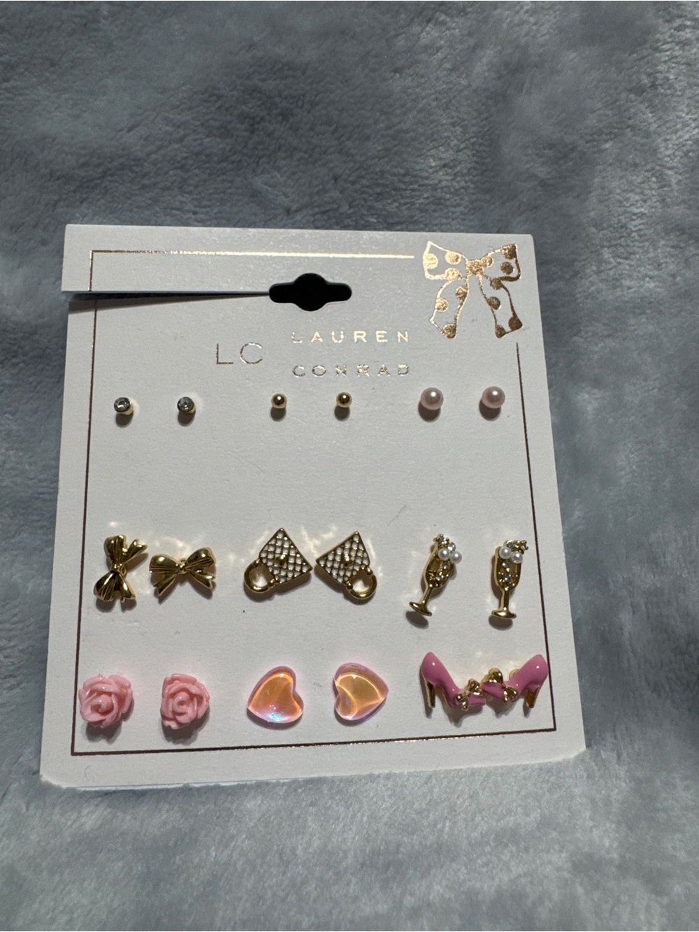 LC Lauren Conrad Gold, Pink & Pearl Assorted Stud Earring Set